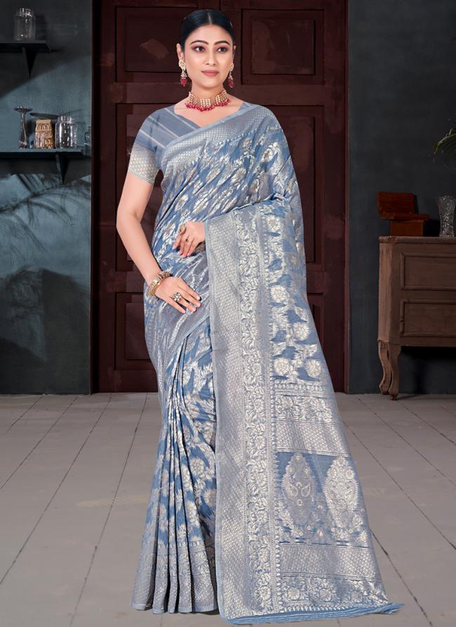 Cotton Grey Festival Wear Weaving Saree